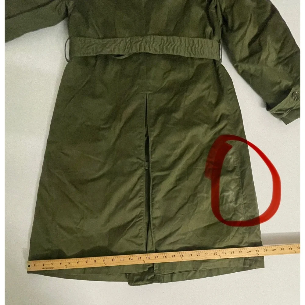 Vintage 1953 US Army Overcoat Cotton OG 107 Wool Liner Trench Coat Reg Med 1950s